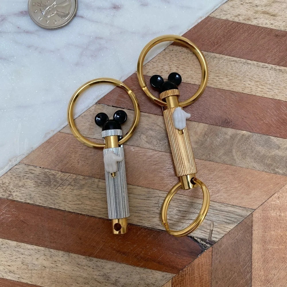 Vintage - Silver Yellow Goldtone Mickey Mouse Disney Keychain Bundle